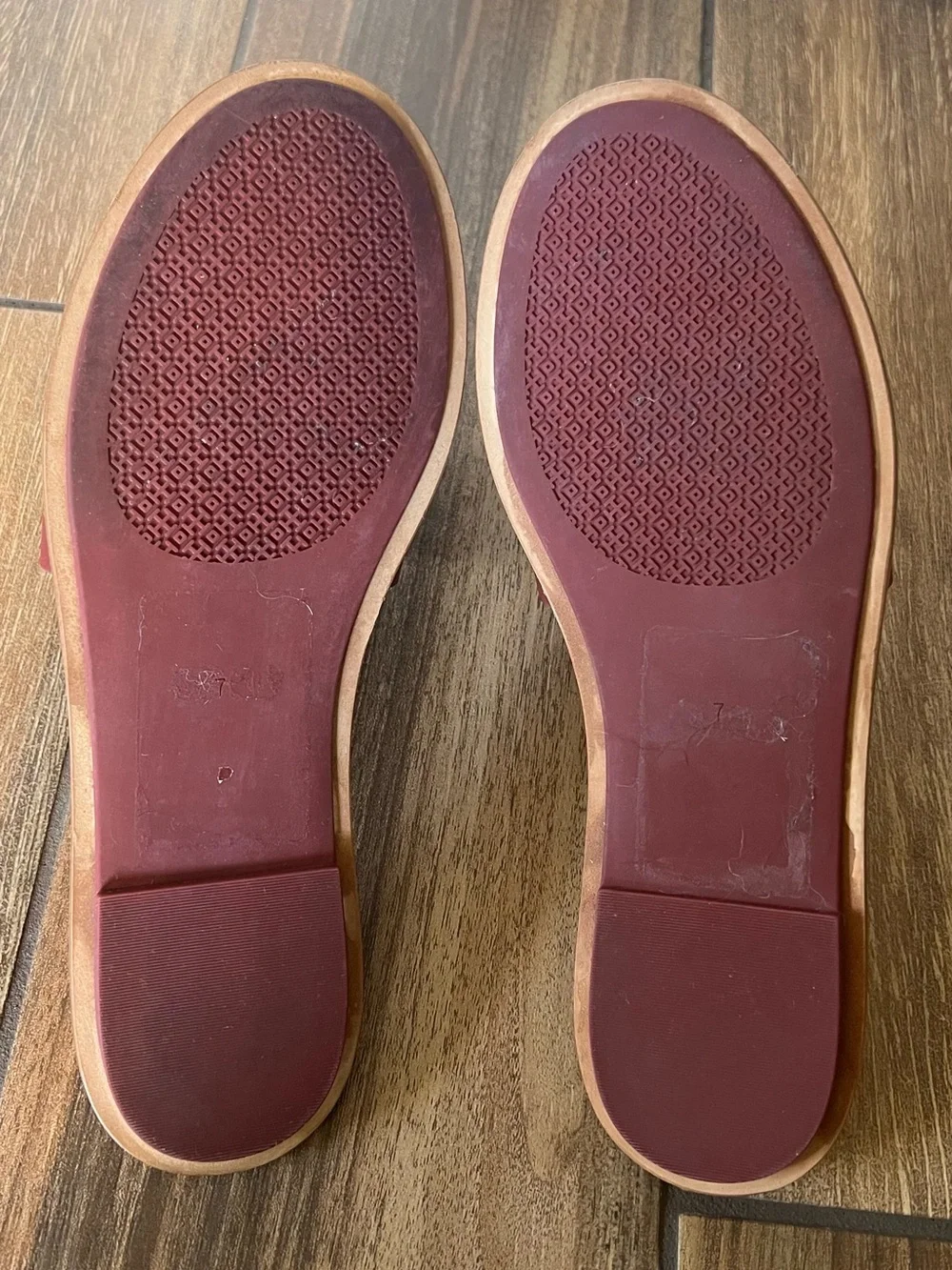 Tory Burch Burgundy Laser-Cut Leather Slide Mules